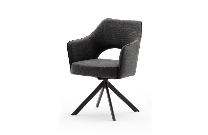 Polsterstuhl >TONALA< (2er Set) in Anthrazit - 64x85x61 (BxHxT)