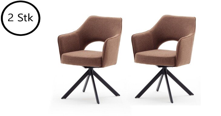 Polsterstuhl >TONALA< (2er Set) in rostbraun - 64x85x61 (BxHxT)
