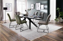 Polsterstuhl >HAMPTON< (2er Set) in Cappuccino - 48x94x65 (BxHxT)
