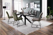 Polsterstuhl >HAMPTON< (2er Set) in olive - 48x94x65 (BxHxT)