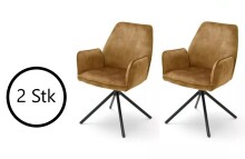 Polsterstuhl >OTTAWA< (2er Set) in curry - 60x89x64...