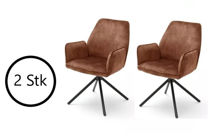 Polsterstuhl >OTTAWA< (2er Set) in rostbraun - 60x89x64 (BxHxT)