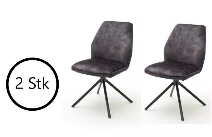 Polsterstuhl >OTTAWA< (2er Set) in Anthrazit - 52x89x64 (BxHxT)