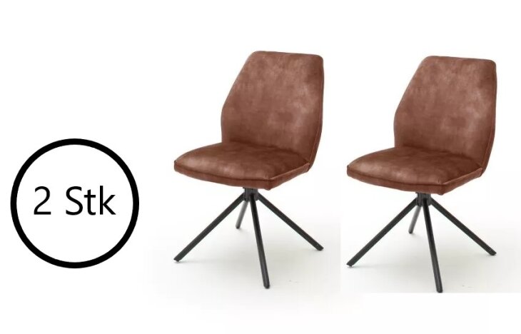 Polsterstuhl >OTTAWA< (2er Set) in rostbraun - 52x89x64 (BxHxT)