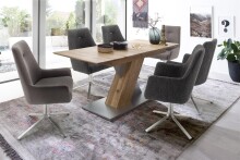 Esstisch >CUBA< in Wildeiche geölt aus Massivholz - 180x77x90cm (BxHxT)