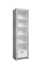 Regal >Timo< in Beton Nachbildung / Weiß - 54x195,5x38,8cm (BxHxT)