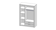 Kleiderschrank >Timo< in Beton Nachbildung / Weiß - 137x195,5x45cm (BxHxT)