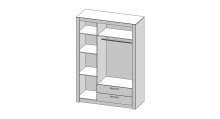 Kleiderschrank >Timo< in Beton Nachbildung / Weiß - 137x195,5x45cm (BxHxT)