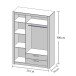 Kleiderschrank >Timo< in Beton Nachbildung / Weiß - 137x195,5x45cm (BxHxT)