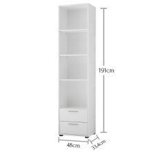 Regal >Christian< in Weiß - 48x191x33,4cm (BxHxT)