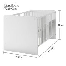 Babybett >Christian< in Weiß - 144x81x82cm (BxHxT)