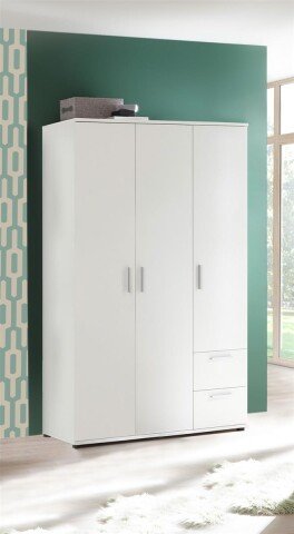 Kleiderschrank >Christian< in Weiß - 115x191x55cm (BxHxT)