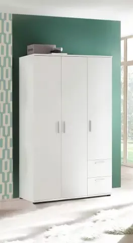 Kleiderschrank >Christian< in Weiß - 115x191x55cm (BxHxT)