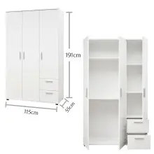 Kleiderschrank >Christian< in Weiß - 115x191x55cm (BxHxT)
