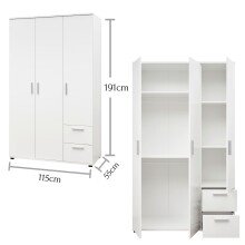 Kleiderschrank >Christian< in Weiß - 115x191x55cm (BxHxT)