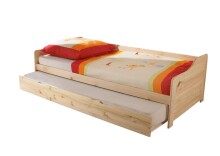 Tandemliege >Bonnie< in Kiefer Natur aus Massivholz - 204x60x97cm (BxHxT)