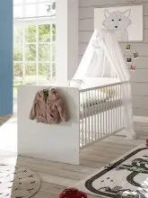 Babybett >Paula< in Weiß - 144x80,5x81,7cm...