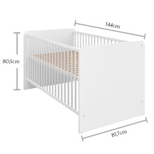 Babybett >Paula< in Weiß - 144x80,5x81,7cm (BxHxT)