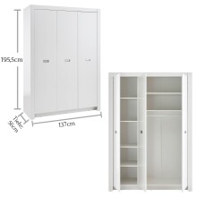Kleiderschrank >Alba< in Weiß - 137x195,5x56cm (BxHxT)