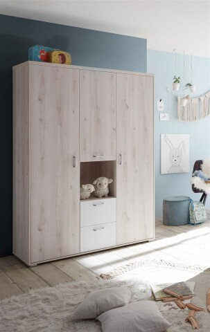 Kleiderschrank >Cristiano< in Aurum Nachbildung / Weiß