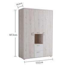 Kleiderschrank >Cristiano< in Aurum Nachbildung / Weiß