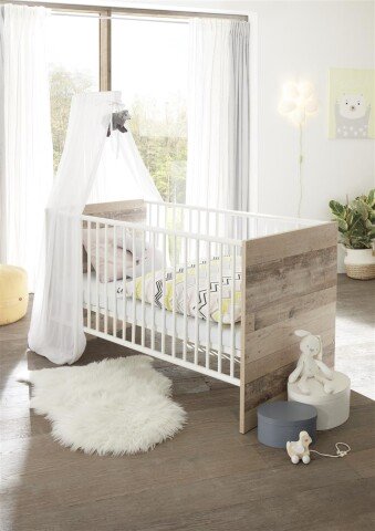 Babybett >Ricarda< in Old Style Nachbildung / Weiß - 76x82x145cm (BxHxT)