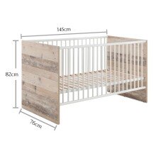 Babybett >Ricarda< in Old Style Nachbildung / Weiß - 76x82x145cm (BxHxT)