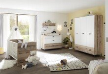 Babybett >Ricarda< in Old Style Nachbildung / Weiß - 76x82x145cm (BxHxT)