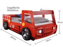 Autobett >Spark< in rot - 214,5x98x112cm (BxHxT)