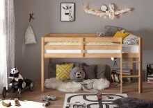 Hochbett >Keni< in Kiefer Natur aus Massivholz -...