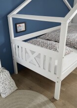 Kinderbett >Liliane< in Weiß aus Massivholz - 209x170x98cm (BxHxT)