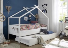 Kinderbett >Liliane< in Weiß aus Massivholz - 209x170x98cm (BxHxT)