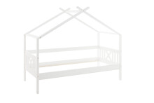 Kinderbett >Liliane< in Weiß aus Massivholz - 209x170x98cm (BxHxT)