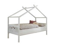 Kinderbett >Liliane< in Weiß aus Massivholz -...