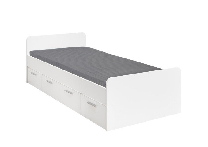 Bettgestell >Christian< in Weiß - 95,1x65,5x204cm (BxHxT)