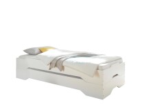 Bettgestell >Doppel< in Weiß aus Massivholz - 96x46,5x205cm (BxHxT)