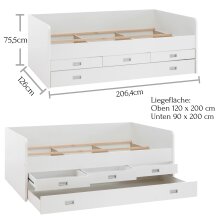 Bettgestell >Alba< in Weiß - 206,4x75,5x126cm (BxHxT)