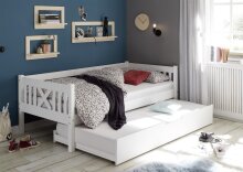 Bett >Toulouse< in Weiß aus Massivholz -...