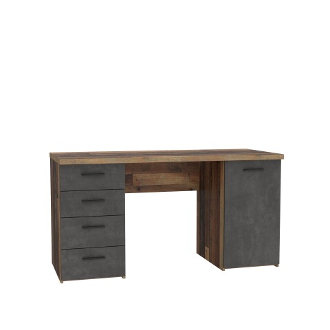 Schreibtisch >Balu< Old Wood / Betonoptik Dunkelgrau - 145x76,3x60cm (B/H/T)