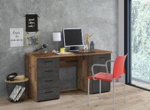 Schreibtisch >Balu< Old Wood / Betonoptik Dunkelgrau - 145x76,3x60cm (B/H/T)