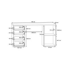 Schreibtisch >Balu< Old Wood / Betonoptik Dunkelgrau - 145x76,3x60cm (B/H/T)