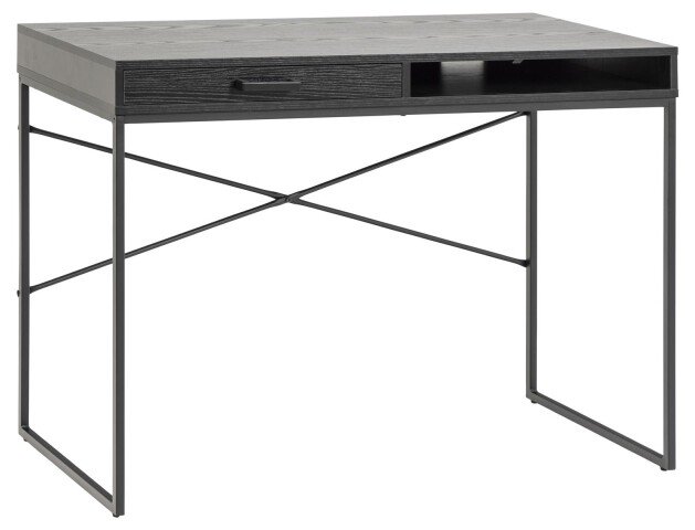 Schreibtisch >Carney< in Esche Schwarz aus Metall - 110x75x45cm (BxHxT)