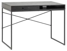Schreibtisch >Carney< in Esche Schwarz aus Metall -...