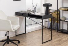 Schreibtisch >Carney< in Esche Schwarz aus Metall -...