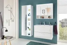 Hochschrank >Bella< in Weiß aus Glas - 55x160x30cm (BxHxT)