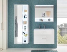 Hochschrank >Bella< in Weiß aus Glas - 55x160x30cm (BxHxT)