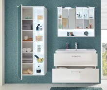 Hochschrank >Bella< in Weiß aus Glas - 55x160x30cm (BxHxT)