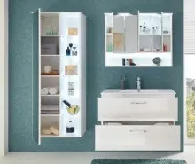 Hochschrank >Bella< in Weiß aus Glas - 55x160x30cm (BxHxT)