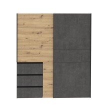 Schwebetürenschrank >Zorana< in Artisan Eiche - 200.1x200.5x61.2cm (BxHxT)