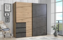 Schwebetürenschrank >Zorana< in Artisan Eiche - 200.1x200.5x61.2cm (BxHxT)